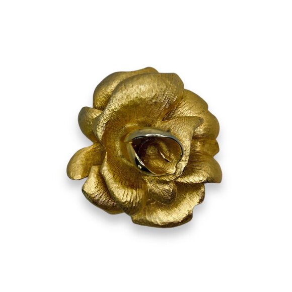 Vintage Erwin Pearl P.E.P Signed Gold Tone Rose Scarf Clip - Picture 2 of 4